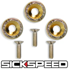 3 PC 24K GOLD 5MM WINDSCREEN FENDER WASHER BOLT KIT FOR MOTORCYCLE WINDSHIELD M5