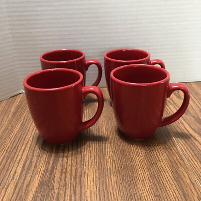 Corelle Stoneware Ruby Red Coffee Tea Mug Cup 12 oz Set Of
