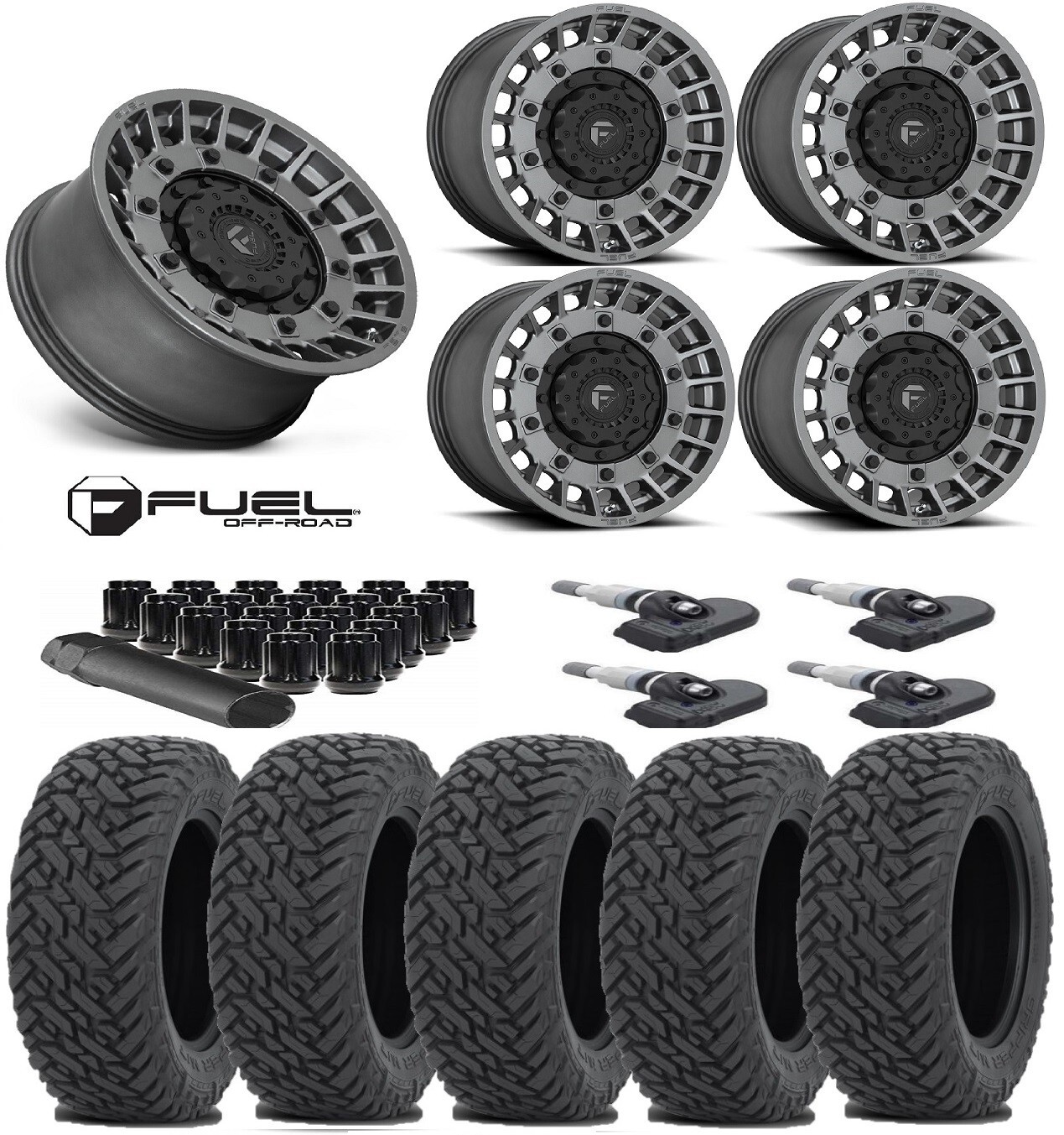 FUEL MILITIA WHEELS & MUD TIRES PACKAGE SET 33 12.50 17 FITS JEEP WRANGLER FIVE eBay
