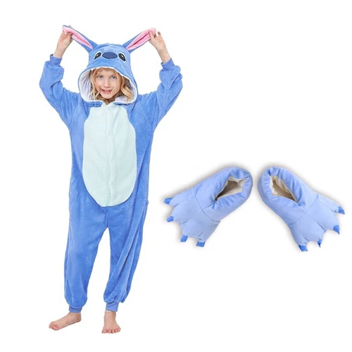 Kids Adults Stitch Cosplay Costume Pyjamas Kigurumi Pajamas + Shoes Book Week - Bild 11 von 44