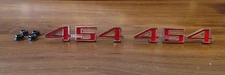454 Fender Emblem Pair Red 70-72 Chevelle El Camino 73-75 Corvette Metal Badges