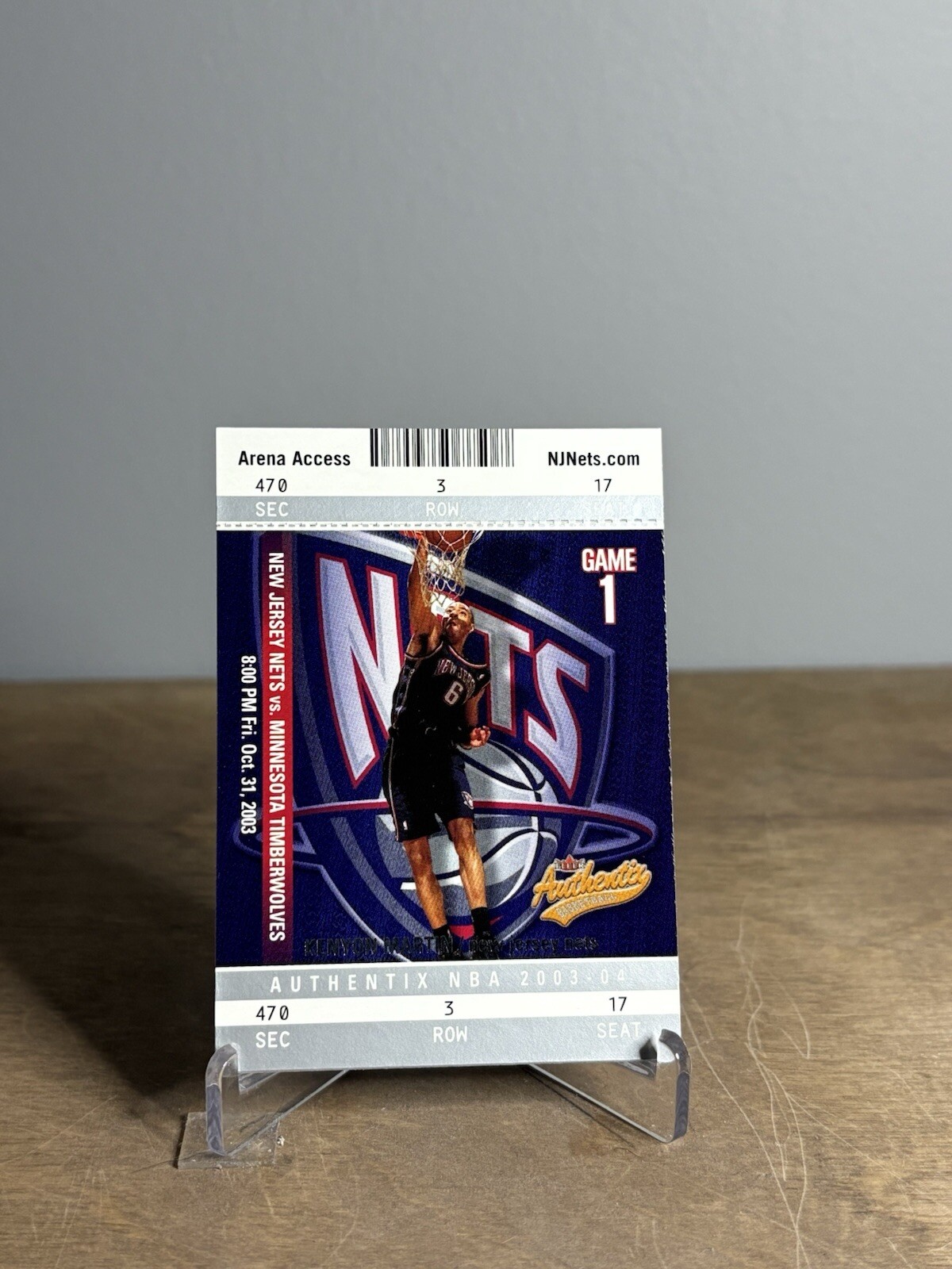 2003 04 Fleer Authentix Kenyon Martin #100 New Jersey Reti Fila 3 Accesso Arena