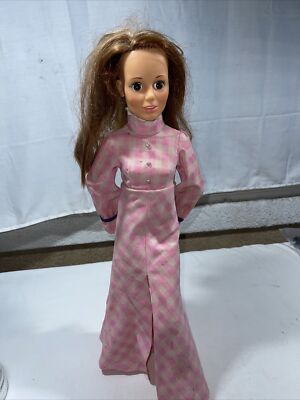 1972 Vintage IDEAL TOY Corp Harmony Doll 22'' Glass Brown Eyes Lashes