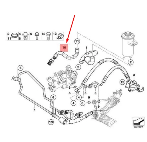 BMW X5 E70 Servolenkungskühler-Rücklaufschlauch 32416785425 