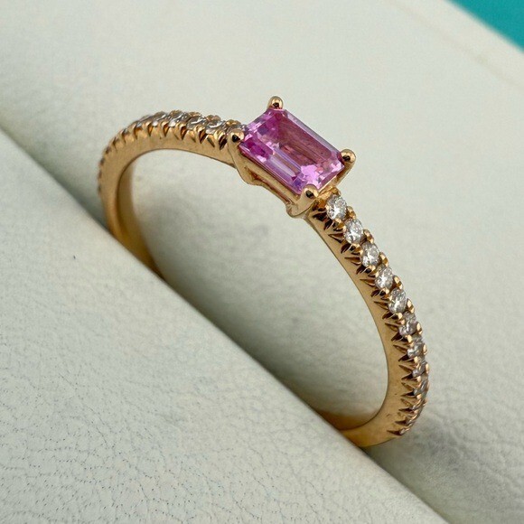 RARE Tiffany & Co. 18k Pink Sapphire Novo Horizon Ring with