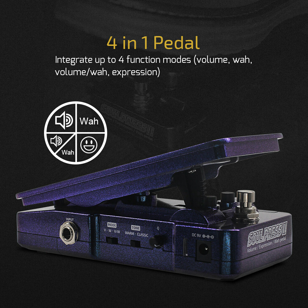 Hotone Soul Press II 4 in1 Switchable Wah Active Volume Passive Expression  Pedal