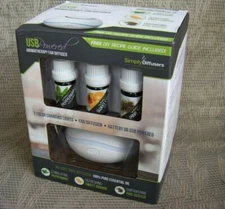 Aromatherapy Fan Diffuser USB Powered with 3 Essential Oils 7 Color Lights NIB