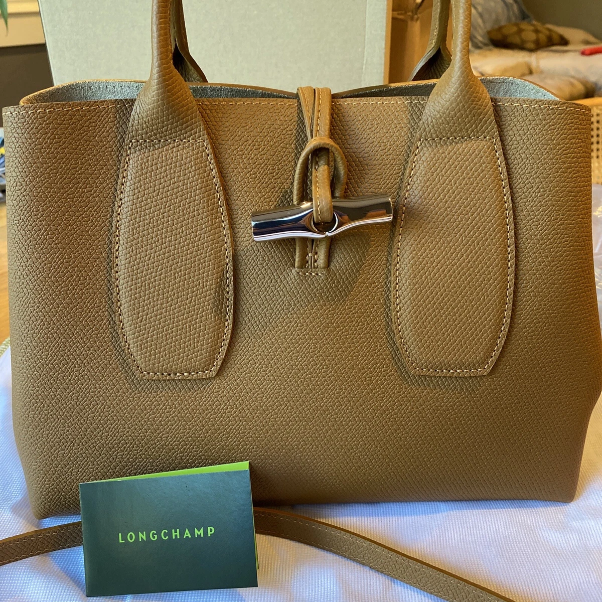 Longchamp Roseau Medium Leather Tote Women's NWT BROWN +$600