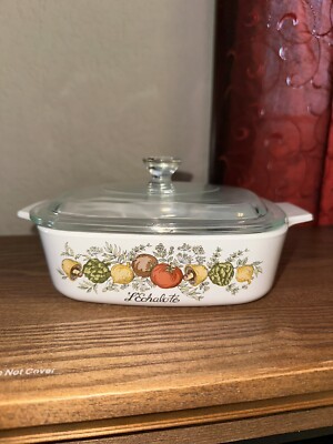 Vintage Corning Ware Spice of Life Casserole Dish with Pyrex Lid P-7-C