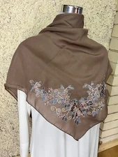 Square Scarf Hijab – Cotton Chiffon Lightweight Head Wrap Shawl- Brown