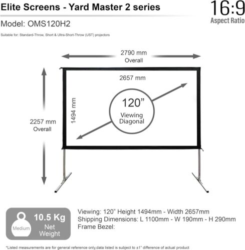 Elite Screens OMS120H2 Yard Master 2 Outdoor Projector Screen with Stand, 16:9 A - Picture 6 of 7