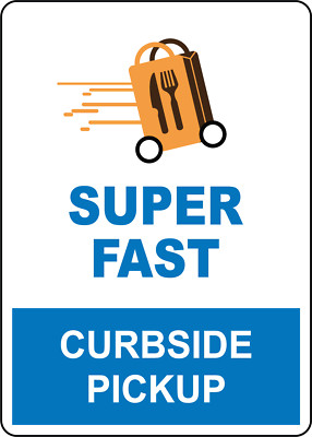 SUPER FAST CURBSIDE PICKUP| Laminated Vinyl Decal Sticker Label