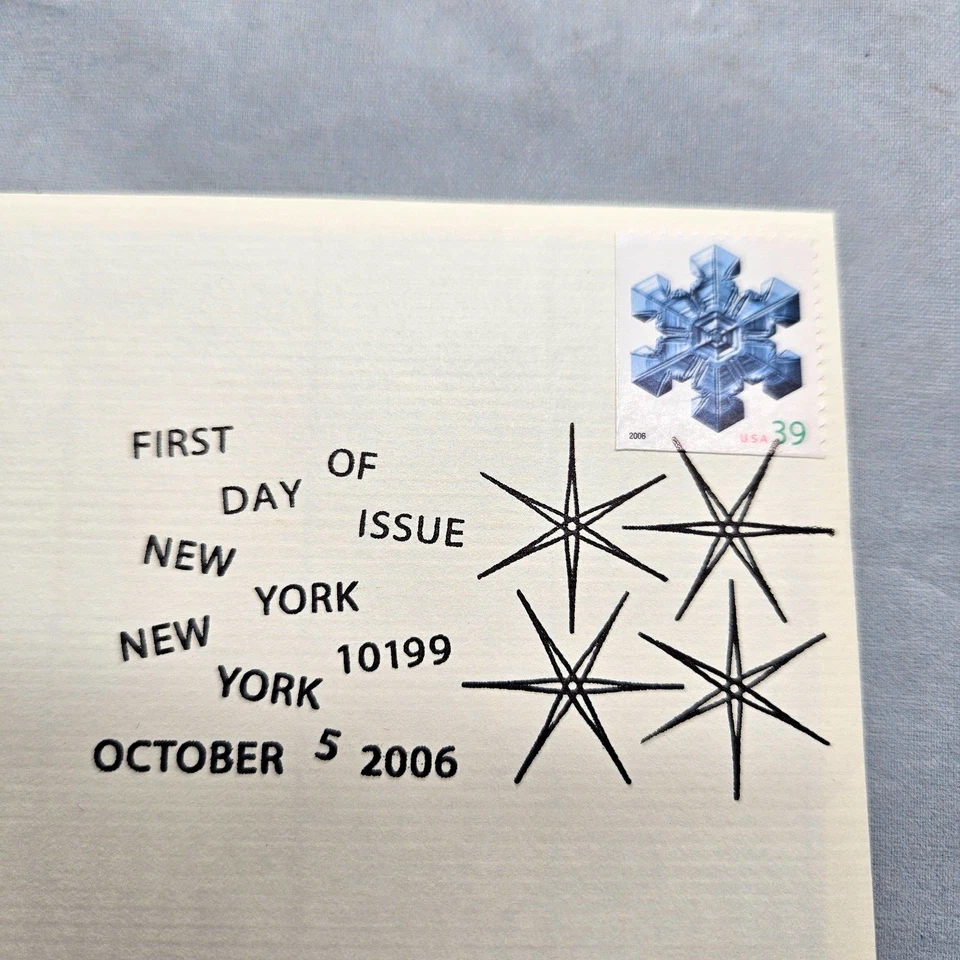 Réplica de estampillas de oro de 22kt 4 copos de nieve de vacaciones de primer día 2006 nieve de invierno Foto 3 de 4