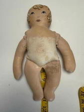 Antique Granny Core Cottage  Decor Estate Oil Clothe Painted Doll No Clothing 