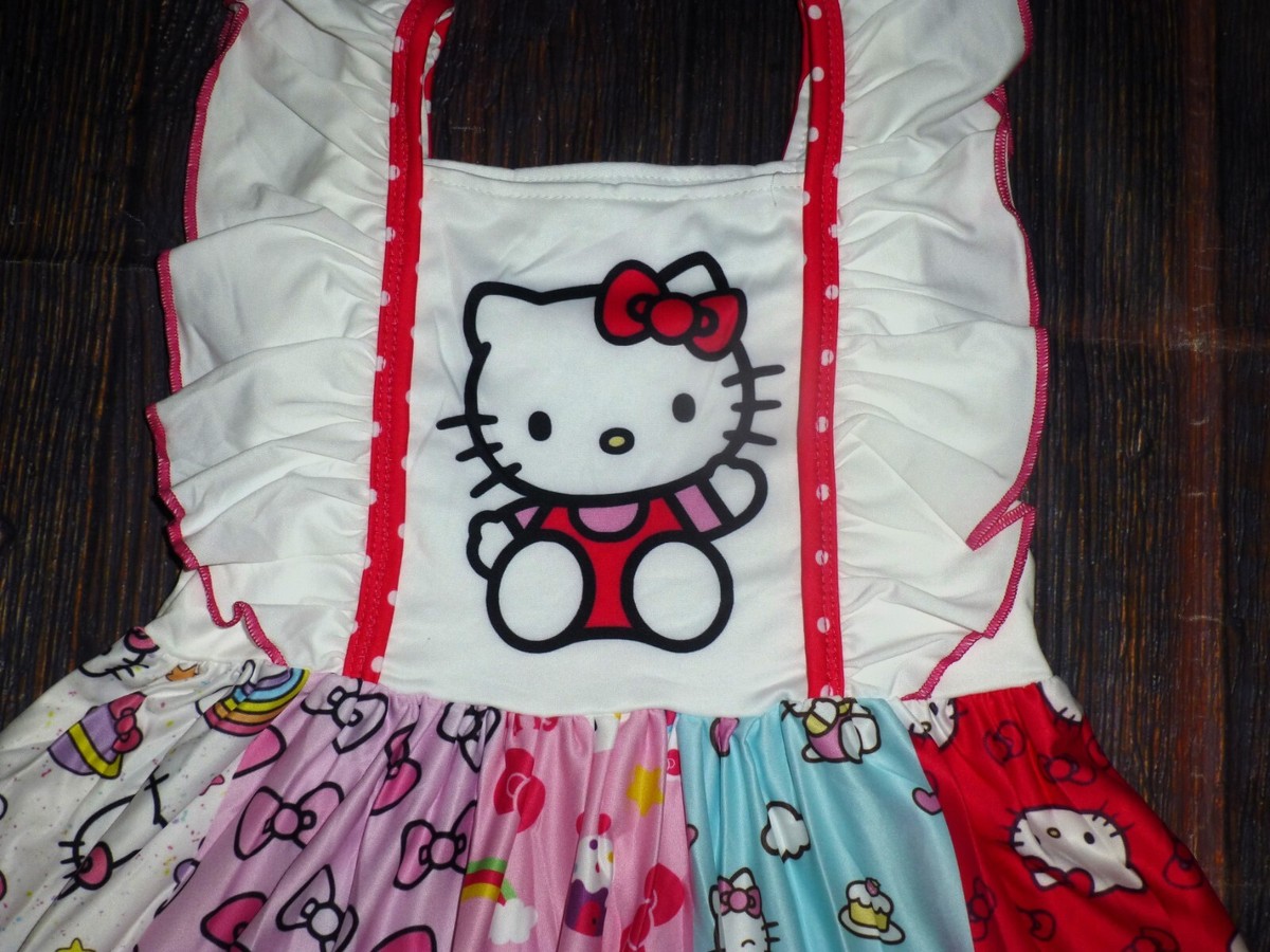 NEW Boutique Hello Kitty Girls Sleeveless Panel Twirl Dress