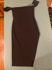 PLT Black off the should high low dress