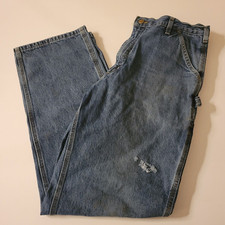Carhartt B13DPS Original Dungaree Fit Carpenter Blue Jeans Mens Size 34x32 DMG