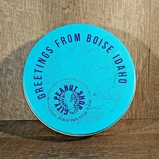 Advertising Tin Box City Peanut Shop Greetings From Boise Idaho Tin Box