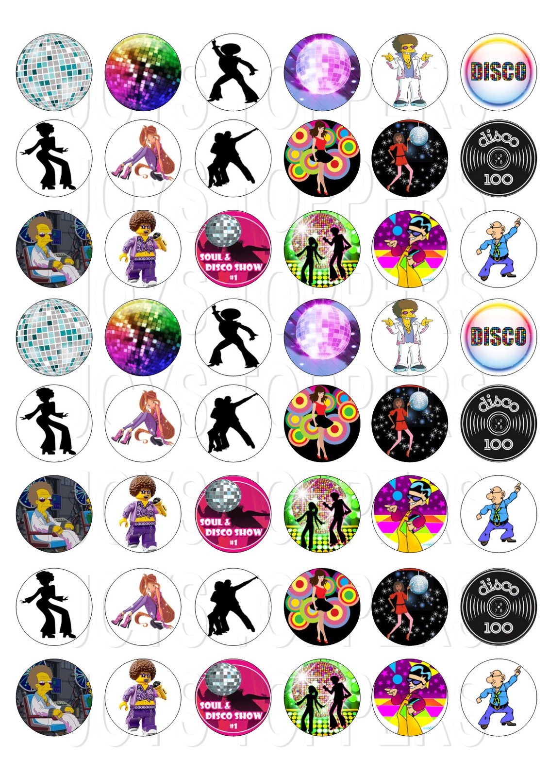 48 MINI DISCO CUPCAKE TOPPER WAFER RICE EDIBLE FAIRY CAKE  TOPPERS