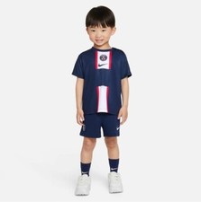 BNWT FOOTBALL NIKE 1-1.5 PARIS ST GERMAIN FULL KIT Top Shorts Strip 22-23 12-18m