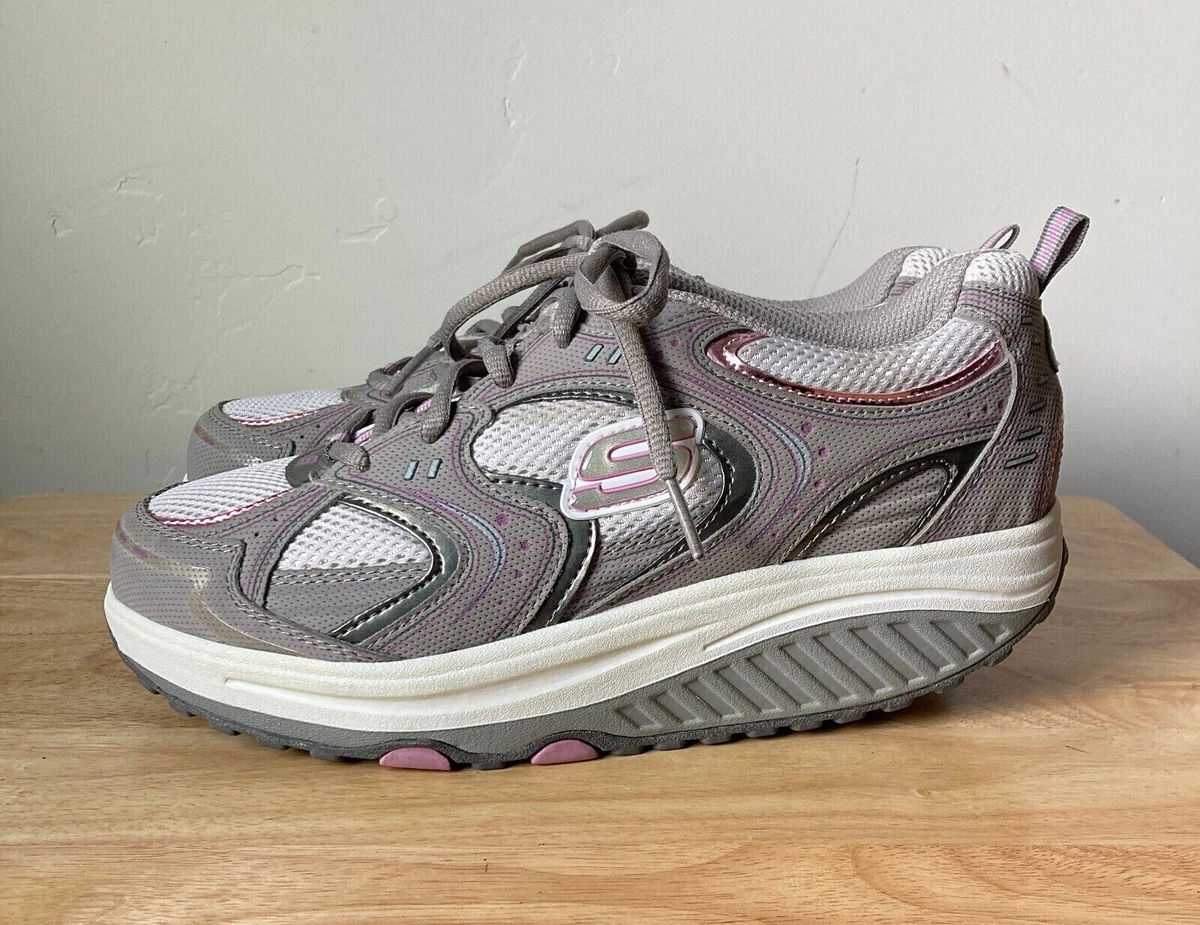 Skechers Shape Ups Silver/Gray Pink Shoes 11806 EUC | eBay