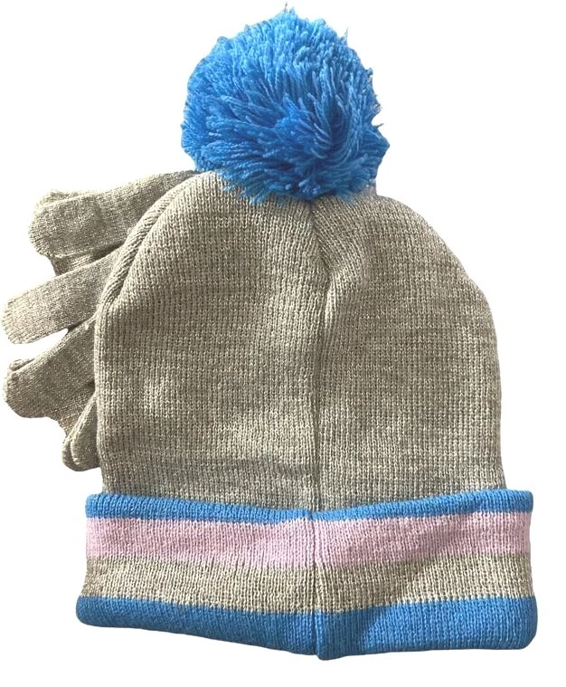 Frozen Elsa/Anna POM POM Gorro y Guantes con Dedos Juego de 2 piezas Azul/Gris Foto 2 de 2
