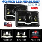 4x6" LED Headlights DRL Hi-Lo Beam Black Sealed Kit for Chevrolet Camaro 82-92