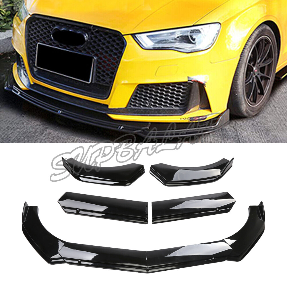 Audi Lexus Accord Glossy Black Front Bumper Lip Spoiler Splitter 4PC Set  