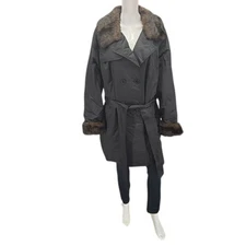 Dennis Basso Water Repellent Belted Jacket w Removable Collar & Cuffs 3X Plus Sz