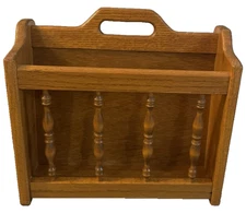 MCM Solid Wood Magazine Record Rack Book Stand Vintage Storage Organizer