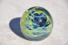 Vintage Signed Hand Blown Made Art Glass Ball Paperweight Sphere Ornament Decor