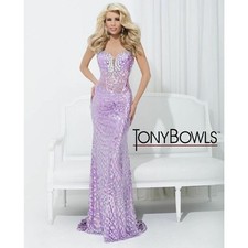 CLEARANCE WAS $453 Tony Bowls Sequin Prom Dress 114503 Light Purple Size 6