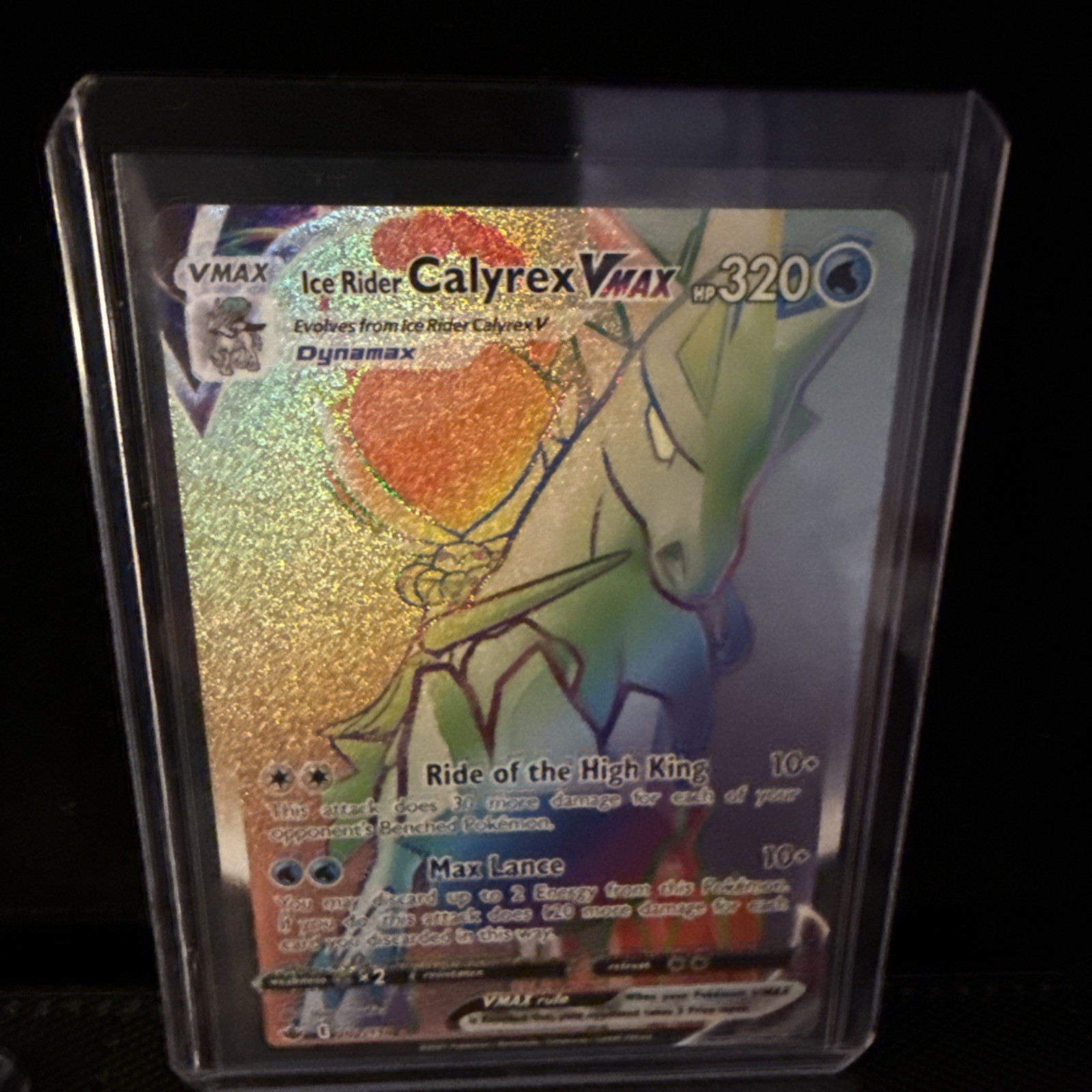 Pokémon TCG Ice Rider Calyrex VMAX Holo Rainbow Rare Card 202/198 Chilling Reign