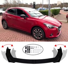 For Mazda Mazda2 Saloon Hatchback Glossy Black Front Bumper Lip Splitter Spoiler
