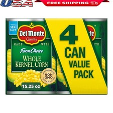 Sweet Whole Kernel Corn Canned Non GMO BPA Free Ready to Use 15.25 oz Pack of 4