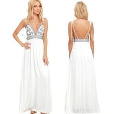 Lulus Days of Sunlight Ivory Embroidered Boho Maxi Dress White Size S