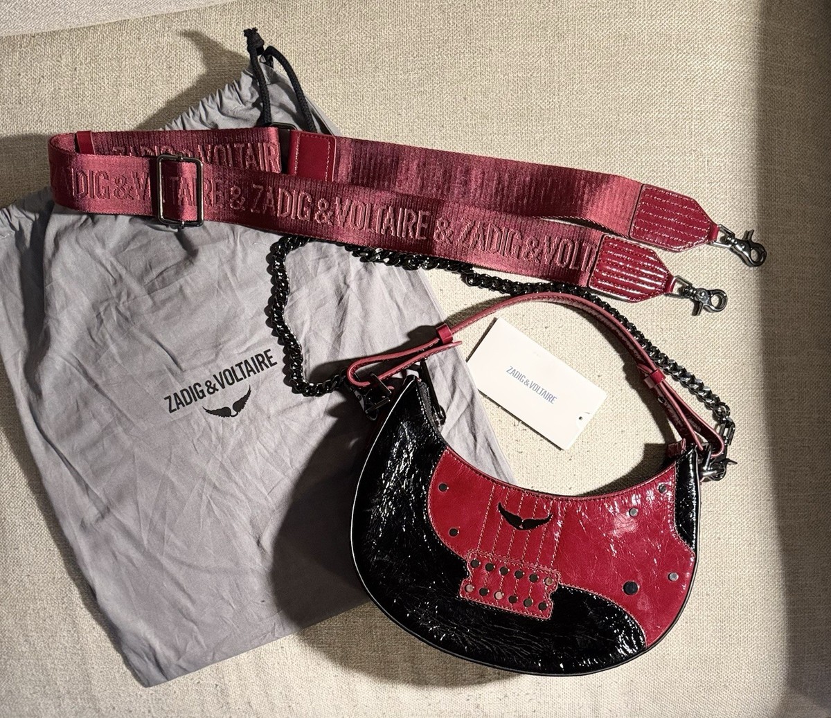 ZADIG & VOLTAIRE Moonrock & Roll Shoulder Crossbody Bag LEATHER