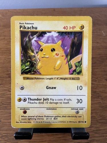 Pokémon TCG - Pikachu (Red Cheeks) Shadowless || Base Set || 58/102 || LP/MP