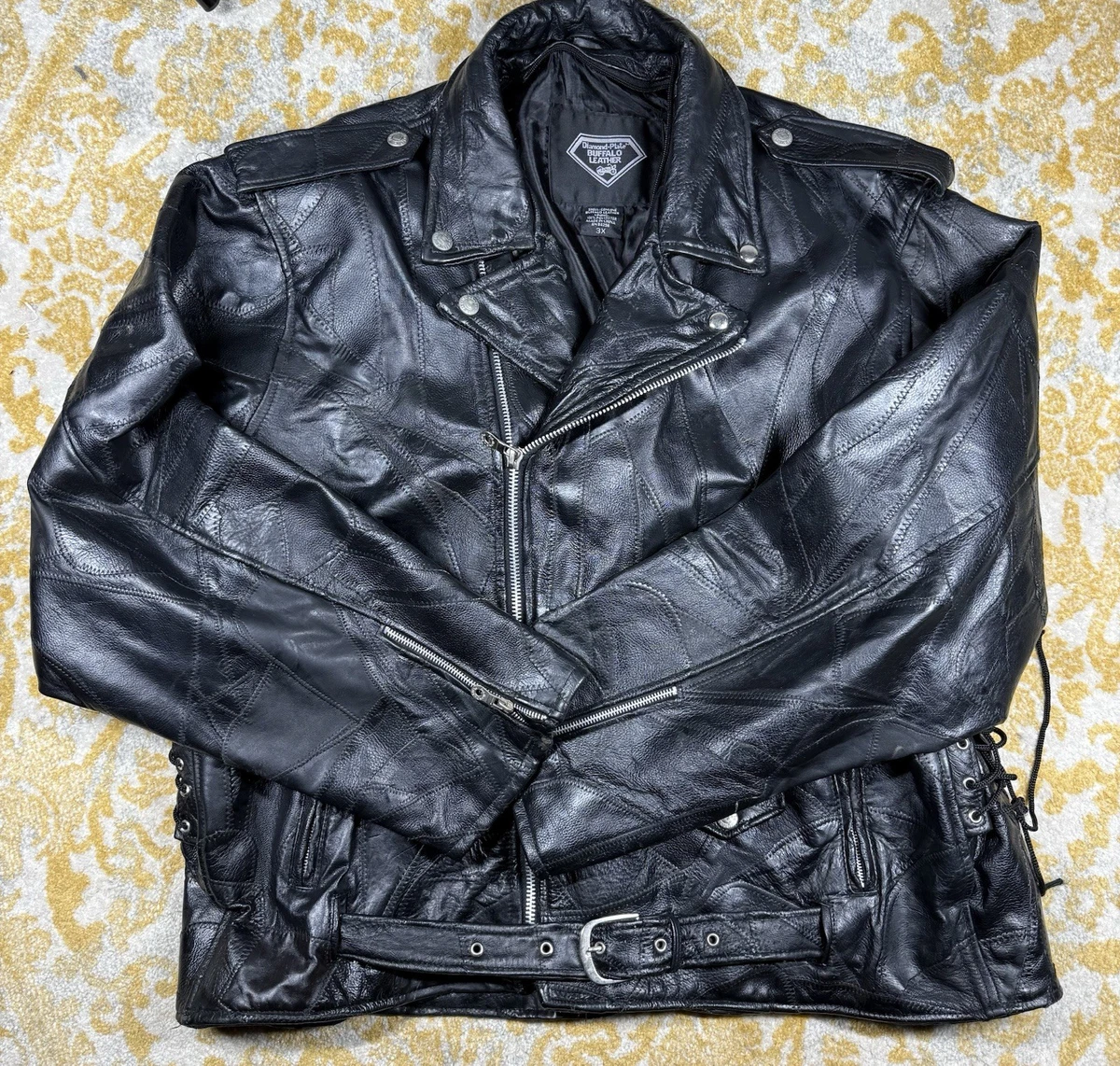 diamond leather jacket products for sale | eBay