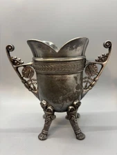 Antique Victorian Aesthetic Pairpoint Quad Silver Plate Handled Urn