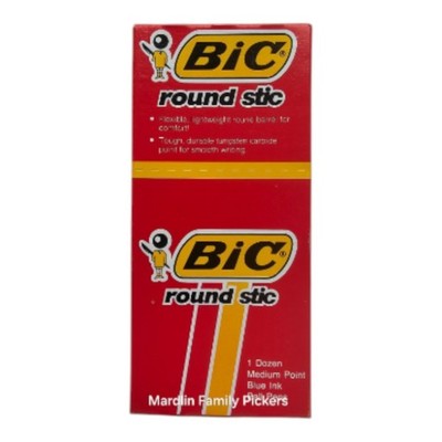 NOS Vintage BIC Round Stic Ball Pens Blue Ink Medium Point 1 Dozen GSM11 USA