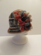 Handmade Italian Crochet Granny Bucket Hat Multicolor Retro Floral Flower Wool