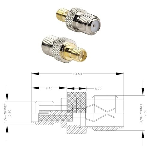 F Typ auf SMA Stecker Buchse 2 Sets 6 Stück RF Koaxial Koax Adapter Steckverbinder - Bild 6 von 8