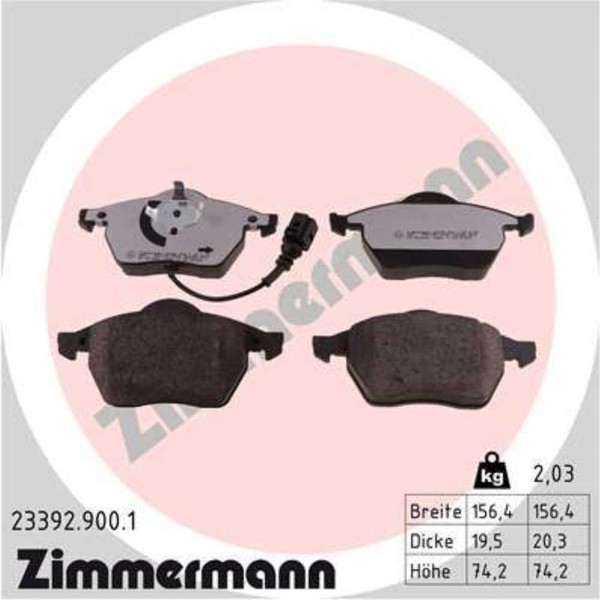 Zimmermann BremsbeläGe Bremsbelegsatz Vorne FüR VW Golf IV Polo Seat Ibiza-image
