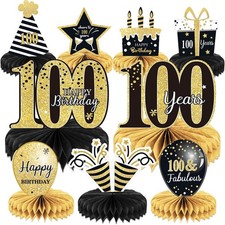 9 PCS 100th Birthday Decorations Centerpieces Tables Cheers Honeycomb