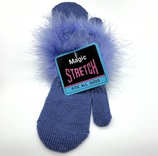 Girls Magic Stretch Mittens NEW with Tags. Purple with Fancy Fur trim