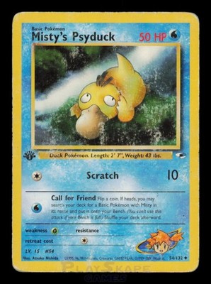 Pokemon Karte Misty's Psyduck 54/132 Gym Heroes 1. Edition Uncommon HP 2000