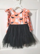 Orange And Black Tutu Dress Size 12/18 Month with cute ghost and bats