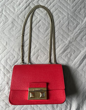 Furla Leder Umhängetasche Damen Rot, Ketten-...