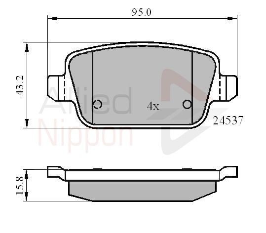 Brake Pad Set For Disc Rear Fits Ford Land Rover Proton ALLIED NIPPON ADB01610